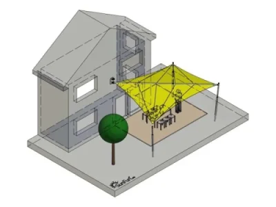 Elektrisches Sonnensegel für moderne Terrasse