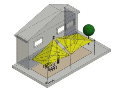 Elektrisches Sonnensegel für moderne Terrasse